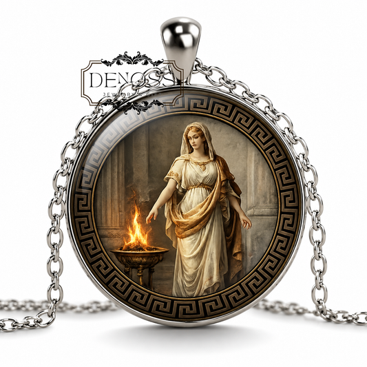 VESTA Necklace,Goddess of the Hearth,Goddess of Home,Goddess of Sacred Fire,Roman,Mythology,Glass pendant