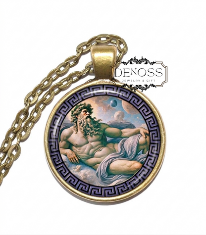 URANUS Necklace,God of the Sky,Greek, Mythology,Art Pendant Necklace,Handmade necklace,Glass pendant