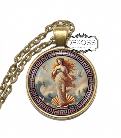 VENUS Necklace,Goddess of Love,Goddess of Fertility,Goddess of Desire,Goddess of Beauty,Roman,Mythology,Glass Pendant