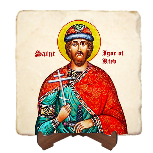 St.Igor of Kiev Icon,Men Saints,Marble Icon,Handmade,Prayer gift,Christian Icon