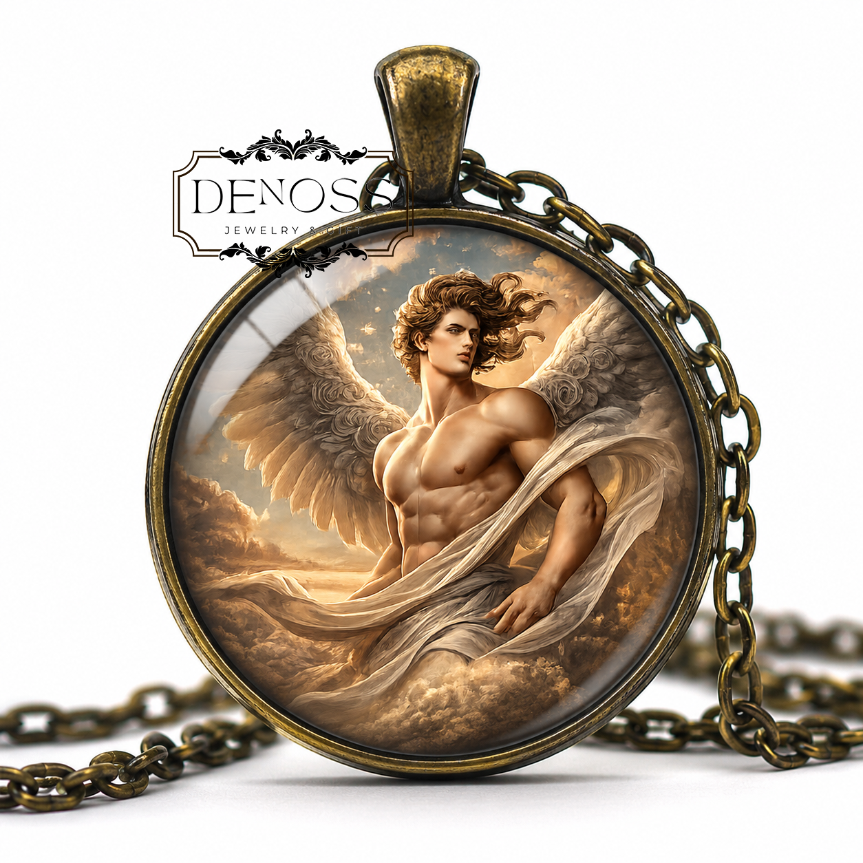 ZEPHYRUS Necklace,God of the West Wind,God of Spring,Anemoi,Wind God,Greek Mythology,Glass pendant