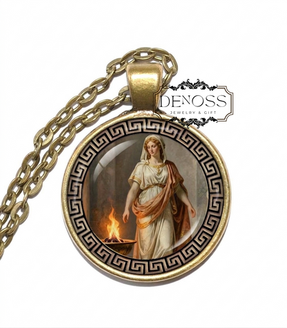 VESTA Necklace,Goddess of the Hearth,Goddess of Home,Goddess of Sacred Fire,Roman,Mythology,Glass pendant