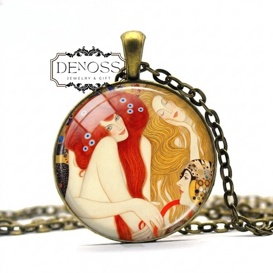 Gustav Klimt Art necklace,Art Nouveau