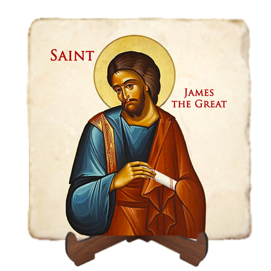St.James the Great Icon,Men Saints,Marble Icon,Handmade,Prayer gift,Christian Icon