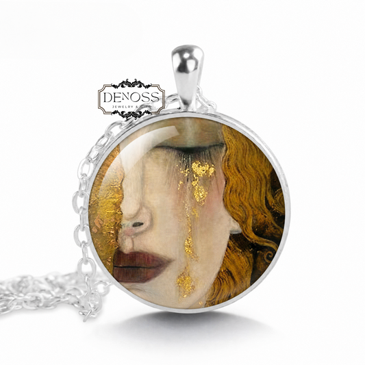 Gustav Klimt,Crying Woman Necklace,Famous Paintings Symbolist