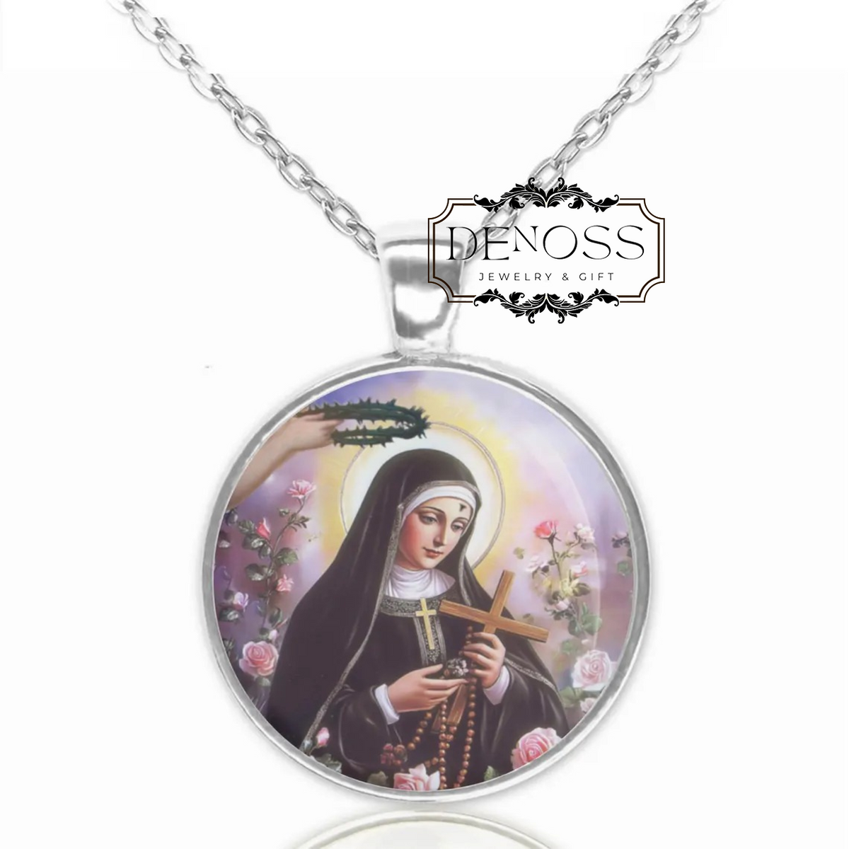 Saint Rita of Cascia,Patron Saint Christian Catholic Medal Necklace