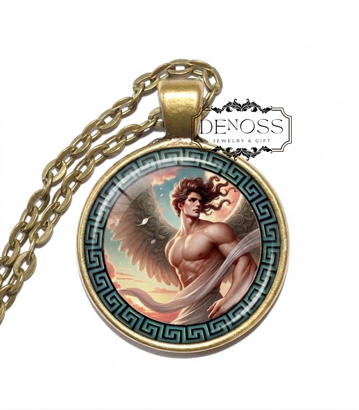 ZEPHYRUS Necklace,God of the West Wind,God of Spring,Anemoi,Wind God,Greek,Mythology,Glass pendant