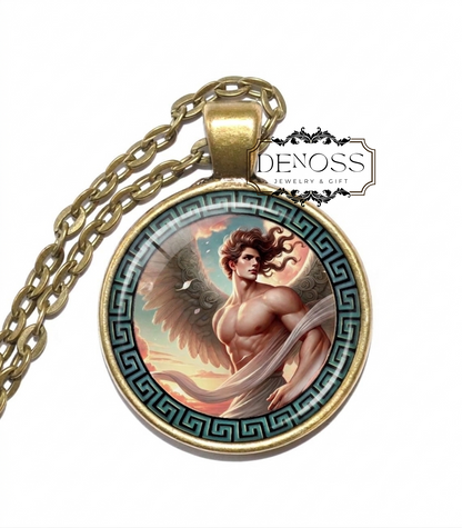 ZEPHYRUS Necklace,God of the West Wind,God of Spring,Anemoi,Wind God,Greek,Mythology,Glass pendant