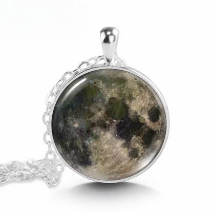 Full Moon Necklace,Full Moon Jewelry,Full Moon Pendan,Full Moon Charm Space Necklace,Space Jewelry,Universe Necklace,Galaxy Necklace Gift