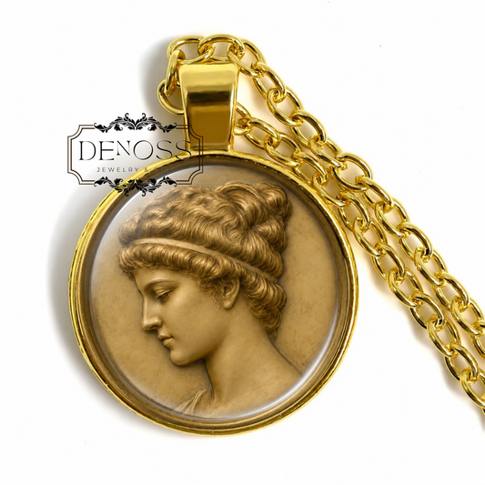 HYPATIA OF ALEXANDRIA Necklace,Philosopher,Mathematician,Astronomer,Teacher,Ancient Egypt,Pursuit of Knowledge,Glass Pendant - Denoss