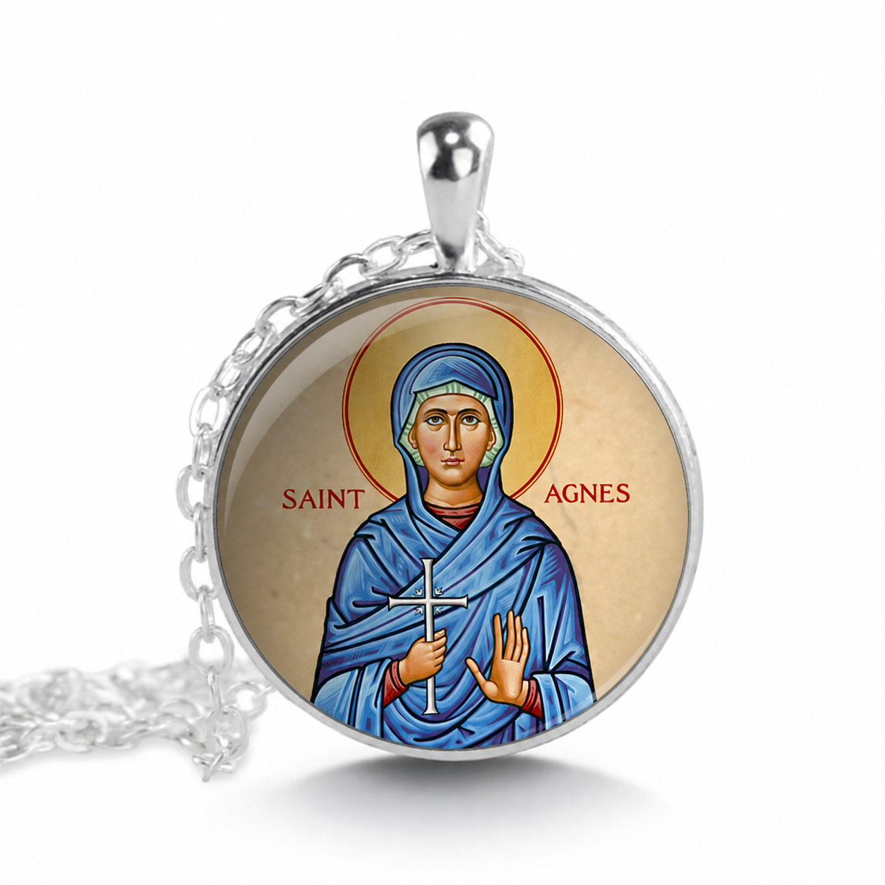 St..Agnes Necklace,Religious Necklace