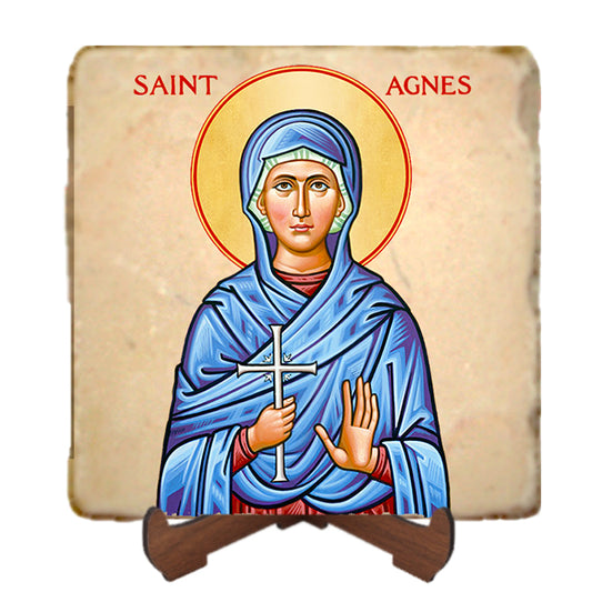 St.Agnes Icon,Women Saint,Marble Icon,Handmade,Prayer gift,Christian Icon