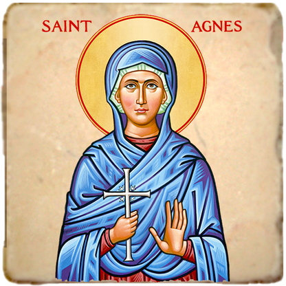 St.Agnes Icon,Women Saint,Marble Icon,Handmade,Prayer gift,Christian Icon