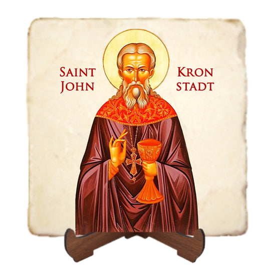 St.John Kronstadt Icon,Men Saints,Marble Icon,Handmade,Prayer gift,Christian Icon
