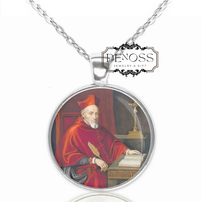 Saint Robert Bellarmine Catholic Necklace,Christian Medal Pendant