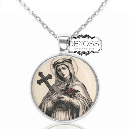 Saint Rose of Lima Catholic Medal Pendant Necklace,Patron Saint Religious Jewelry