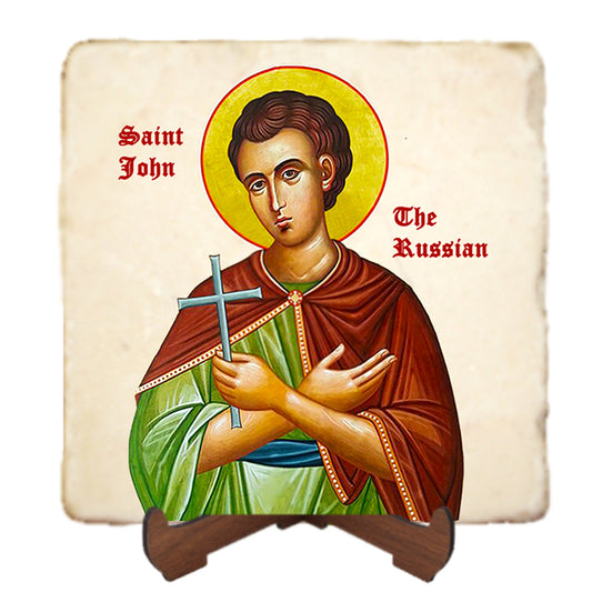 St.John The Russian Icon,Men Saints,Marble Icon,Handmade,Prayer gift,Christian Icon
