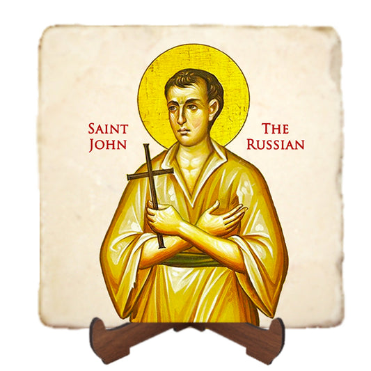 St.John The Russian Icon,Men Saints,Marble Icon,Handmade,Prayer gift,Christian Icon