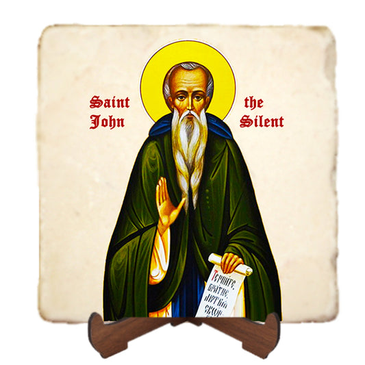 St.John the Silent Icon,Men Saints,Marble Icon,Handmade,Prayer gift,Christian Icon