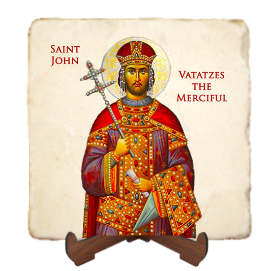 St.John Vatatzes Icon,Men Saints,Marble Icon,Handmade,Prayer gift,Christian Icon