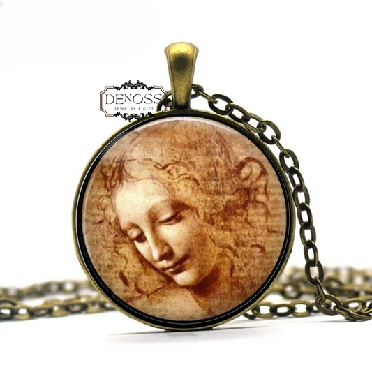 Head of a Woman necklace,Leonardo da Vinci,Renaissance Art,Famous Art,Da Vinci La Scapigliata,Italian Art,Gifts For Artists,Art Jewelry