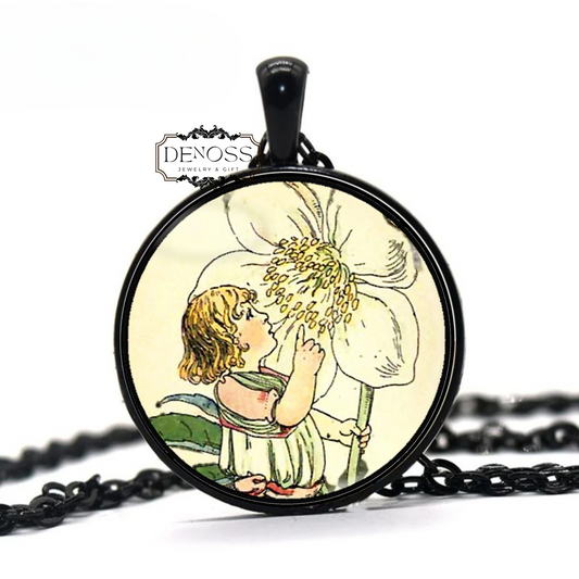 Hellebore Necklace,Peaceful Jewelry Edwardian Art Print Pendant,Lenten Christmas Rose Gifts for Her Symbol of Peace,Serenity & Resilience