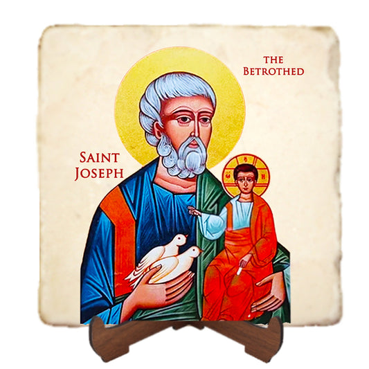 St.Joseph the Betrothed Icon,Men Saints,Marble Icon,Handmade,Prayer gift,Christian Icon