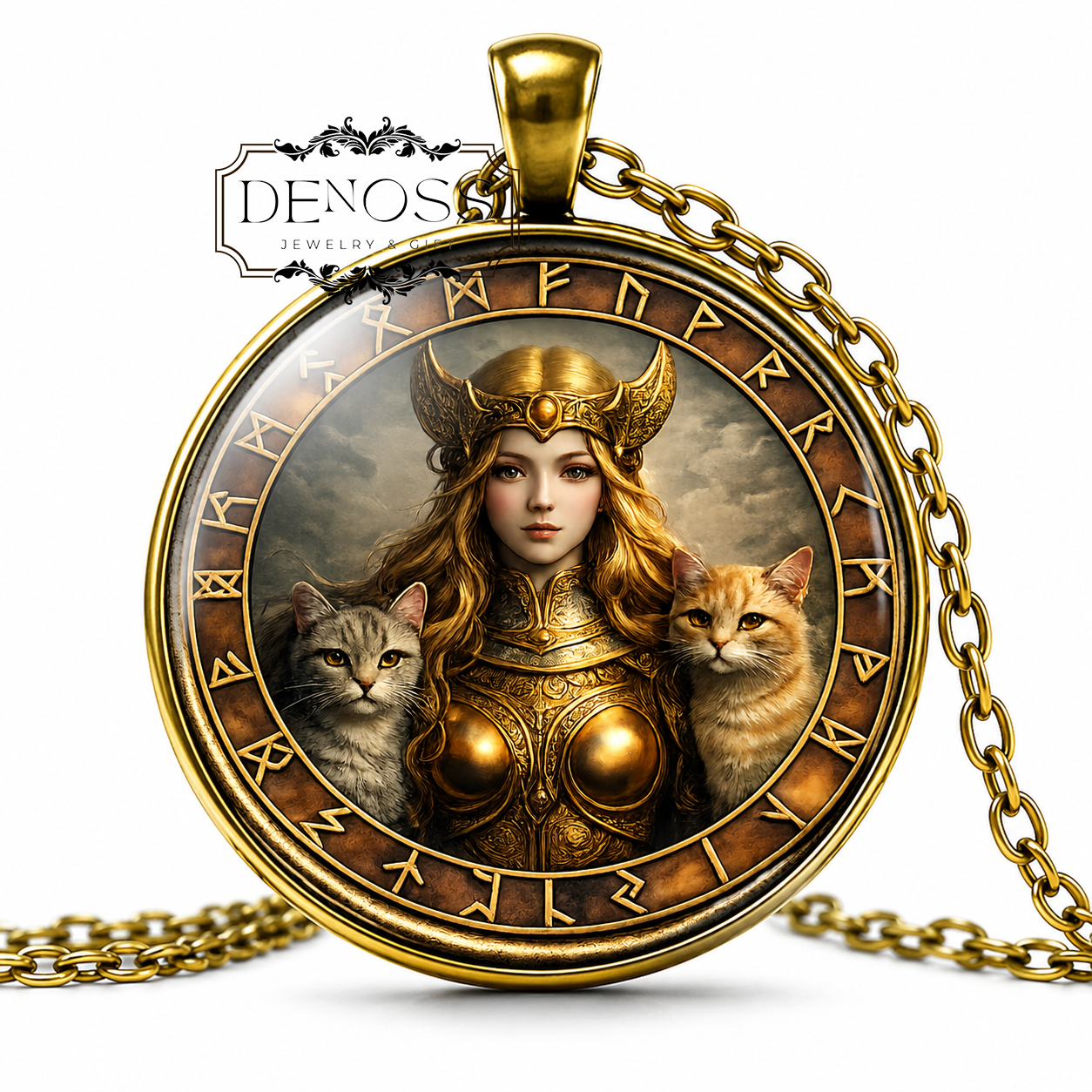 FREYA Necklace,Norse,Goddess,Goddess of Fertility,Goddess of Love,Vikings,Scandinavian,Asatru,Mythology,Glass Pendant