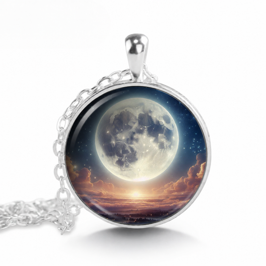 Full Moon Necklace,Lunar Pendant,Magical Jewelry,Celestial Gift