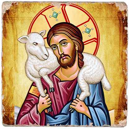 Good Shepherd Icon,Marble Icon,Handmade,Baptism gift,Christian Icon
