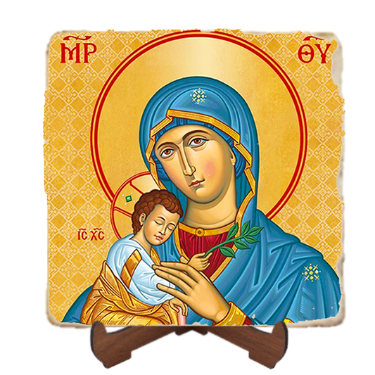Our Lady of Peace,Marble Icon,Handmade,Baptism gift,Christian Icon