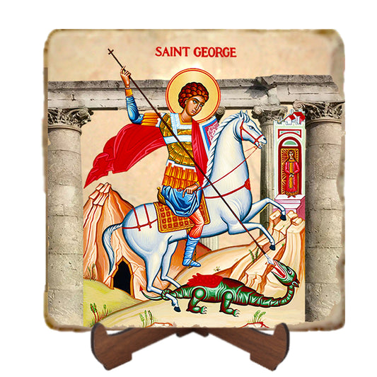 St.George Icon,Men Saints,Marble Icon,Handmade,Prayer gift,Christian Icon