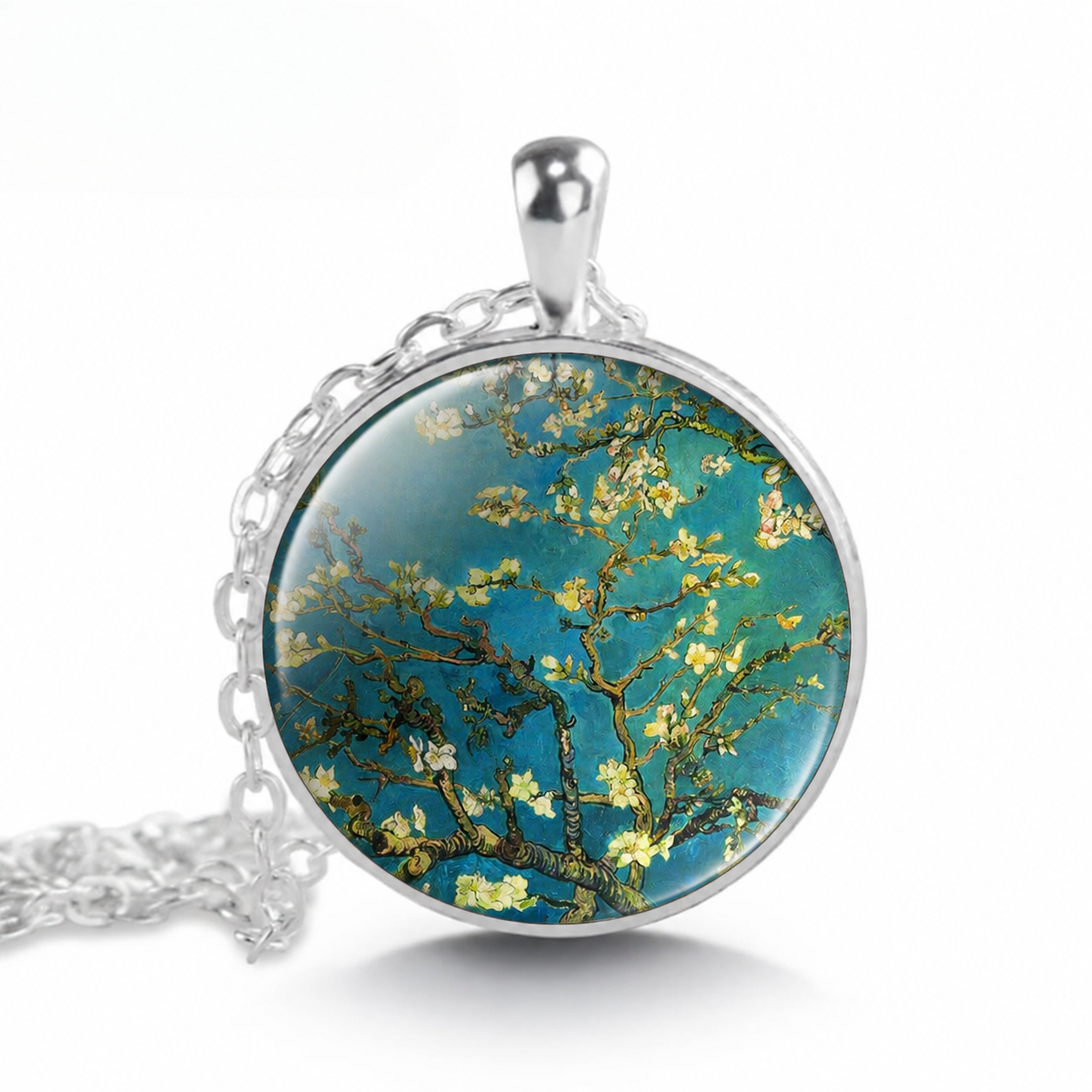 Van Gogh Almond Blossoms Necklace Impressionist Art Jewelry,Flower Lover Gift