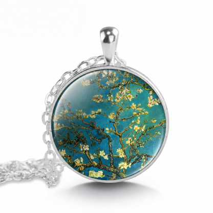Van Gogh Almond Blossoms Necklace Impressionist Art Jewelry,Flower Lover Gift