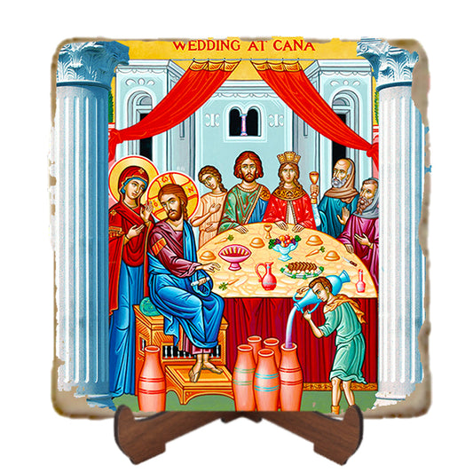 Wedding at Cana Icon,Marble Icon,Handmade,Prayer gift,Christian Icon