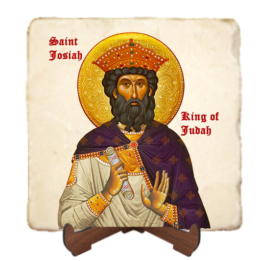 St.Josiah King of Judah Icon,Men Saints,Marble Icon,Handmade,Prayer gift,Christian Icon