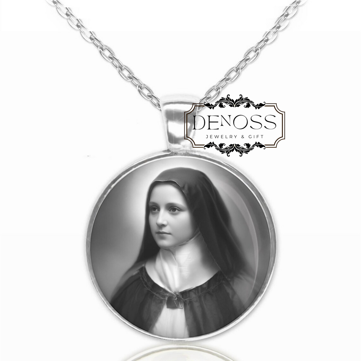 Saint Therese Lisieux Medal Catholic Christian Necklace
