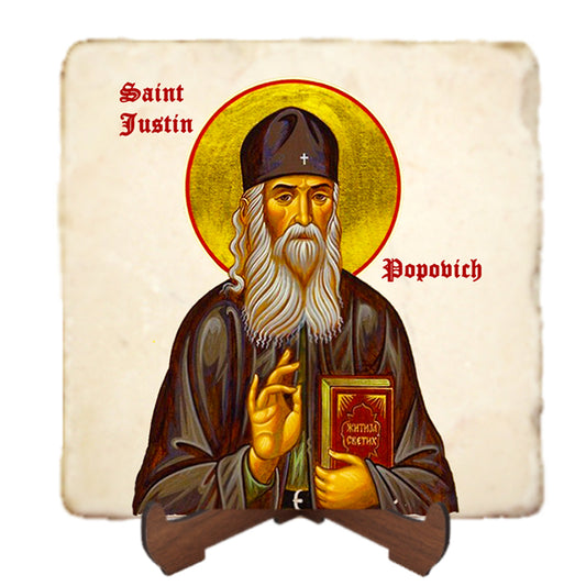 St.Justin Popovich Icon,Men Saints,Marble Icon,Handmade,Prayer gift,Christian Icon