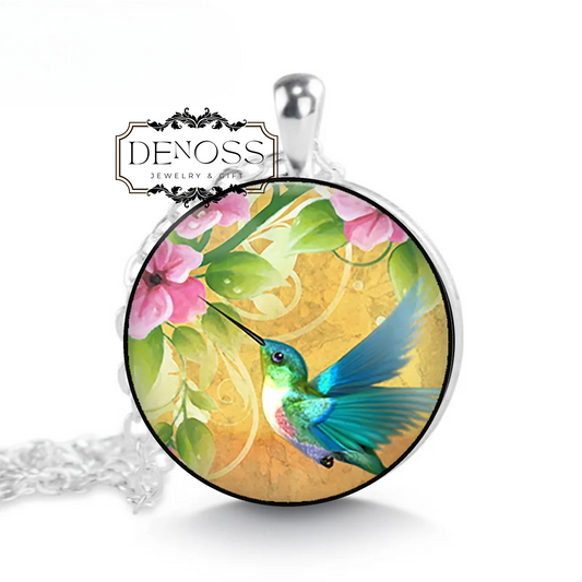 Hummingbird Garden necklace,summer garden jewelry,hummingbird gift,bird watcher gift