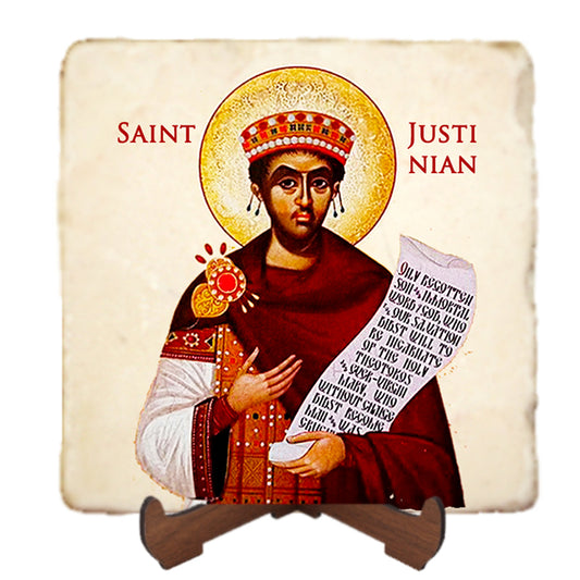 St.Justinian The Great Icon,Men Saints,Marble Icon,Handmade,Prayer gift,Christian Icon