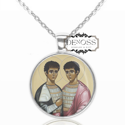 Saints Sergius and Bachus Necklace,Orthodox Medal Pendant