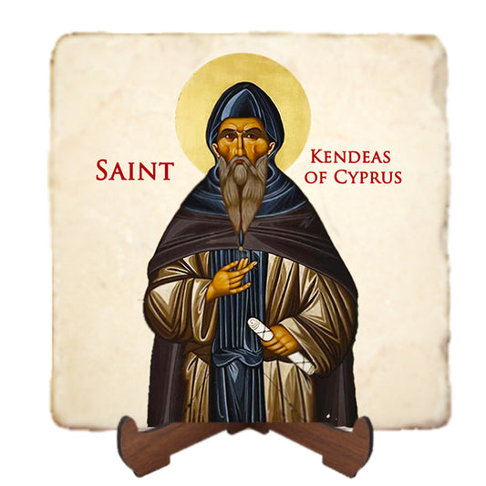 St.Kendeas of Cyprus Icon,Men Saints,Marble Icon,Handmade,Prayer gift,Christian Icon