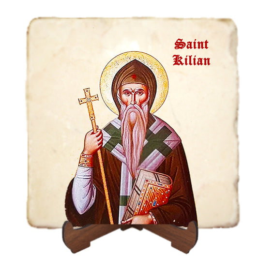 St.Kilian Icon,Men Saints,Marble Icon,Handmade,Prayer gift,Christian Icon