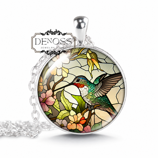Hummingbird Necklace,Tropical Flower Bird Gift