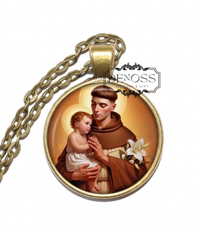 SAINT ANTHONY of PADUA Necklace,Patron Saint of the Poor,Patron Saint of Travelers,Saint of the Elderly
