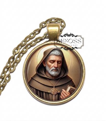 SAINT BENEDICT of NURSIA Necklace,Patron Saint of Monks and Students,Patron Saint of Those Seeking Protection and Guidance