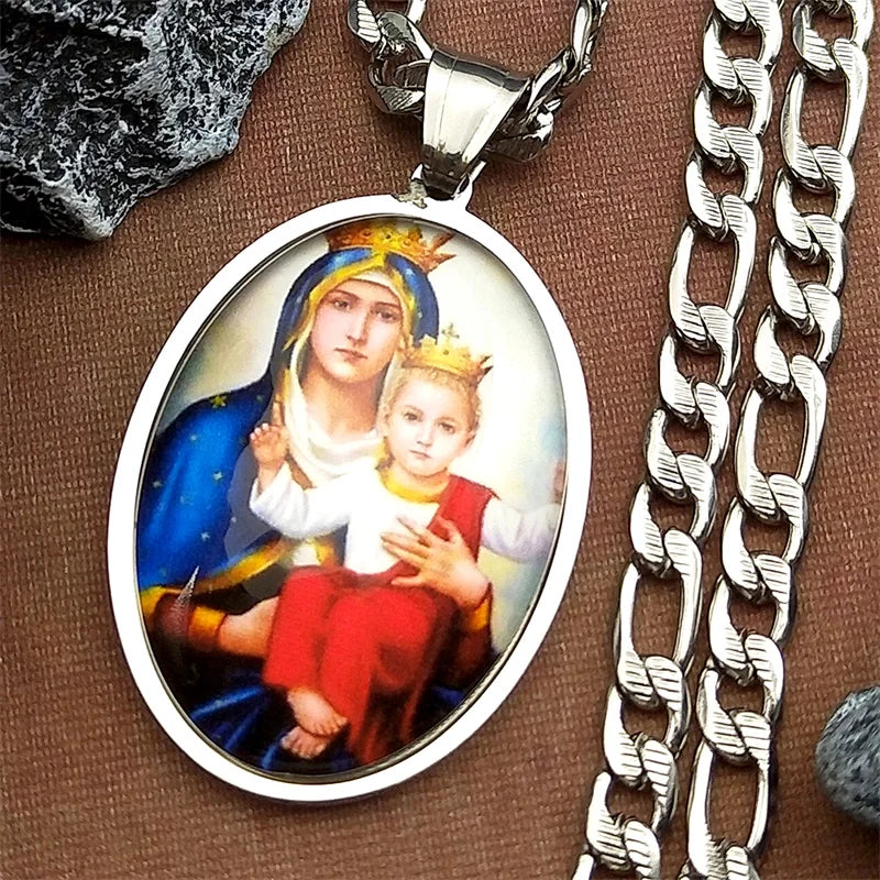 Virgin Mary Hold Baby,Christian Necklace,Religious Gift Jewelry