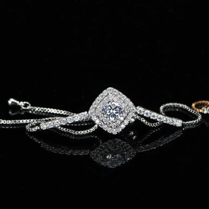 White Gold Platinum Square Ladies Bracelet