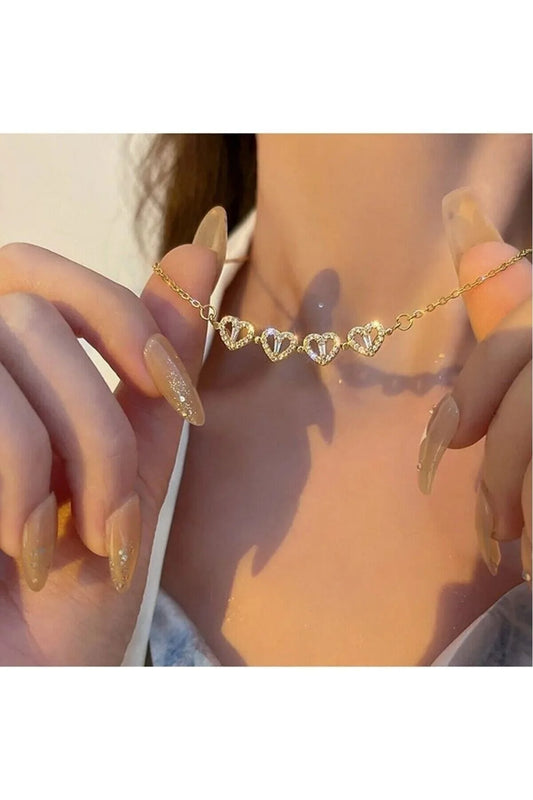Zircon Hearts Clover Magnetic Necklace