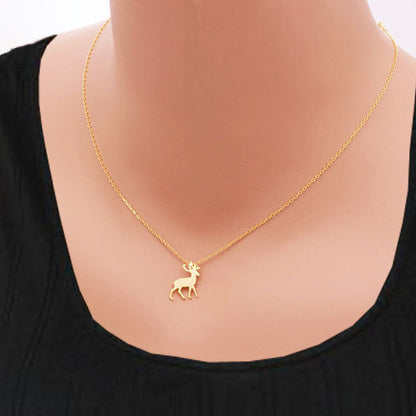 Antler Deer Necklace,Gold